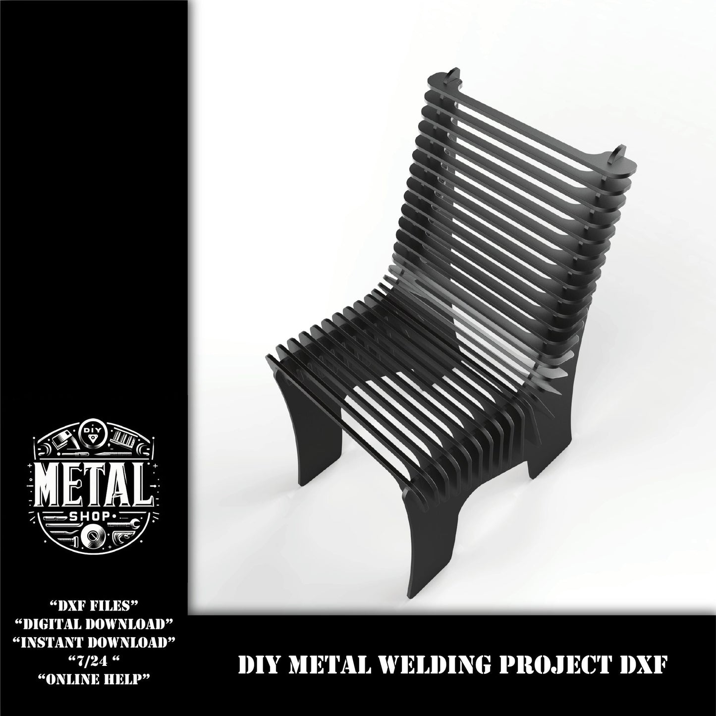 New DIY Metal Chair DXF welding kit cut files for plasma, cnc file download weld kit, metal laser file cut plans, metal chair cnc plasma cut