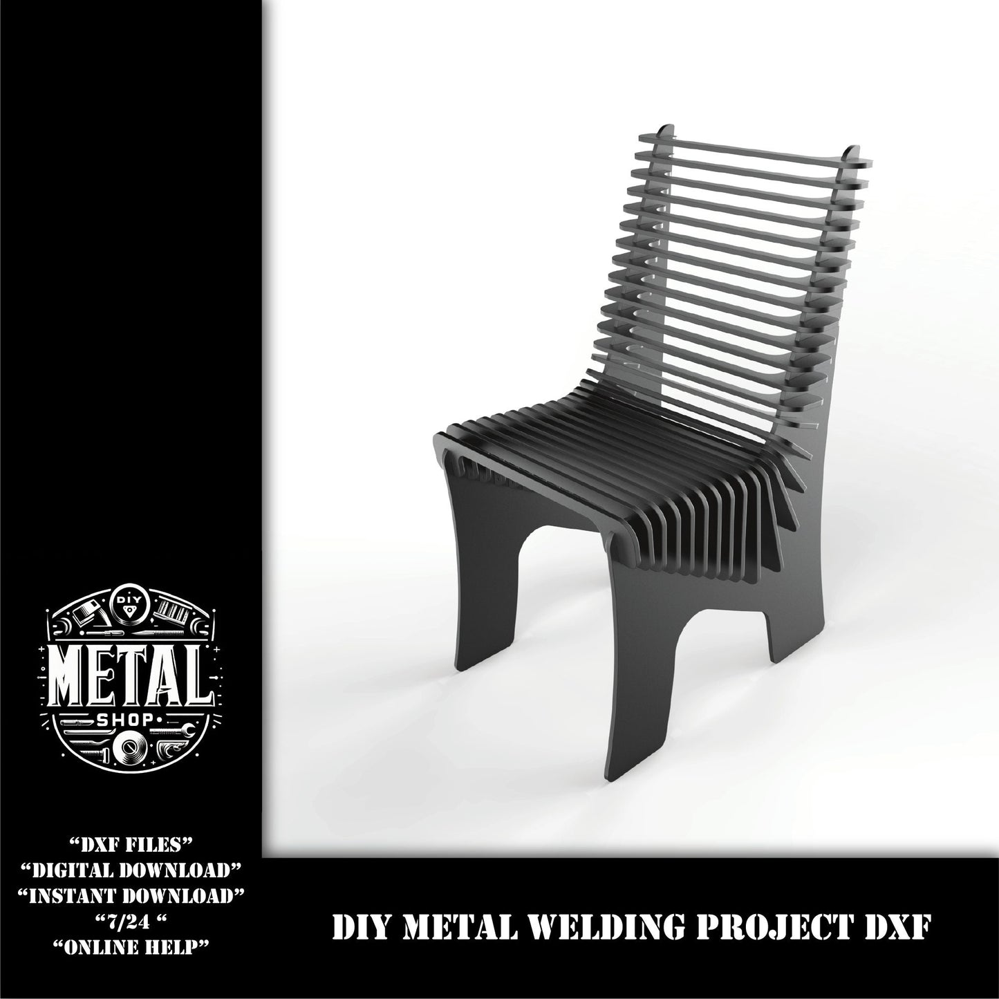 New DIY Metal Chair DXF welding kit cut files for plasma, cnc file download weld kit, metal laser file cut plans, metal chair cnc plasma cut