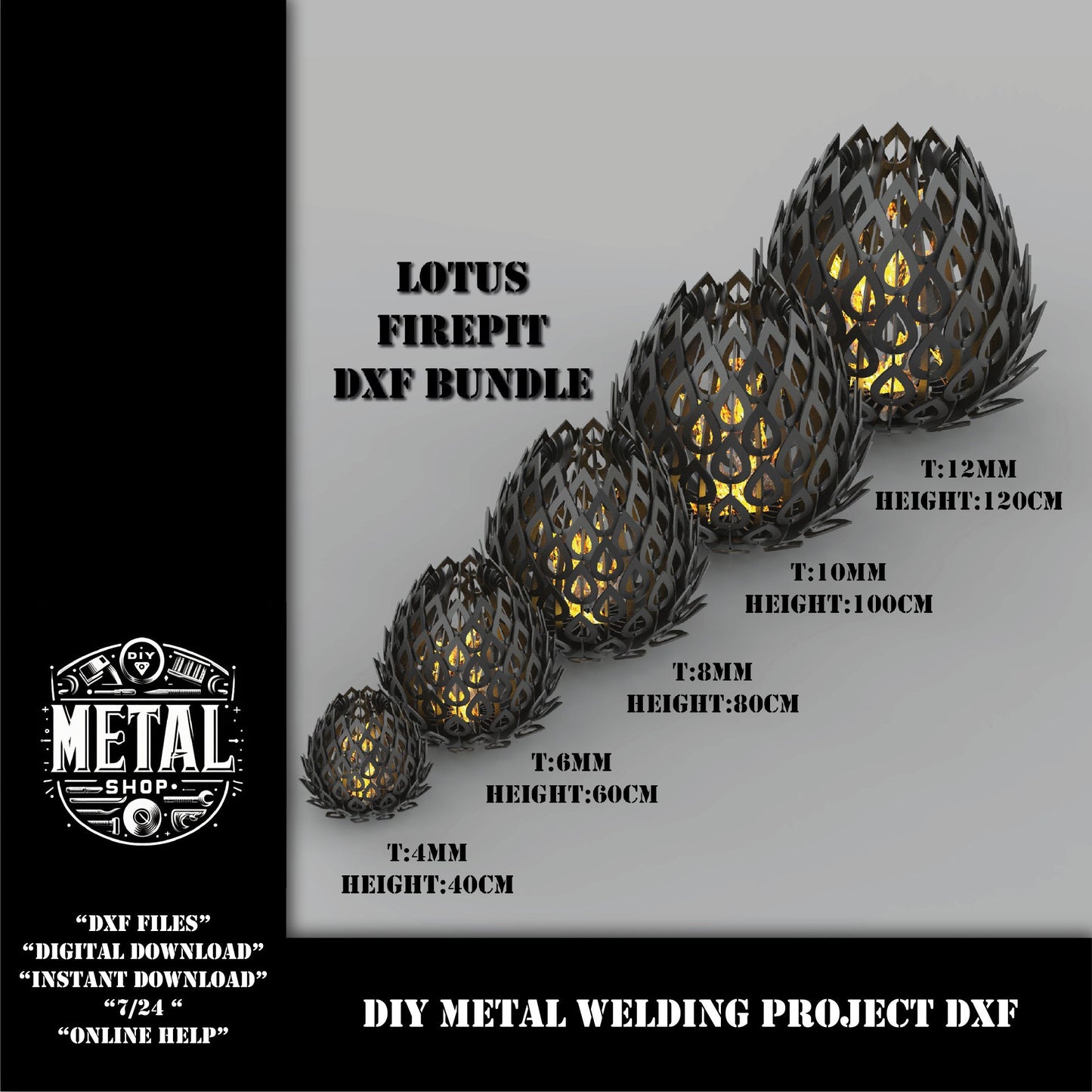 LOTUS Firepit Dxf Files for Plasma Cutting, Welding Project, Weld Kit,Metalworking Files, Welding,Metal Art,Abstract Metal Art, Firepit CNC