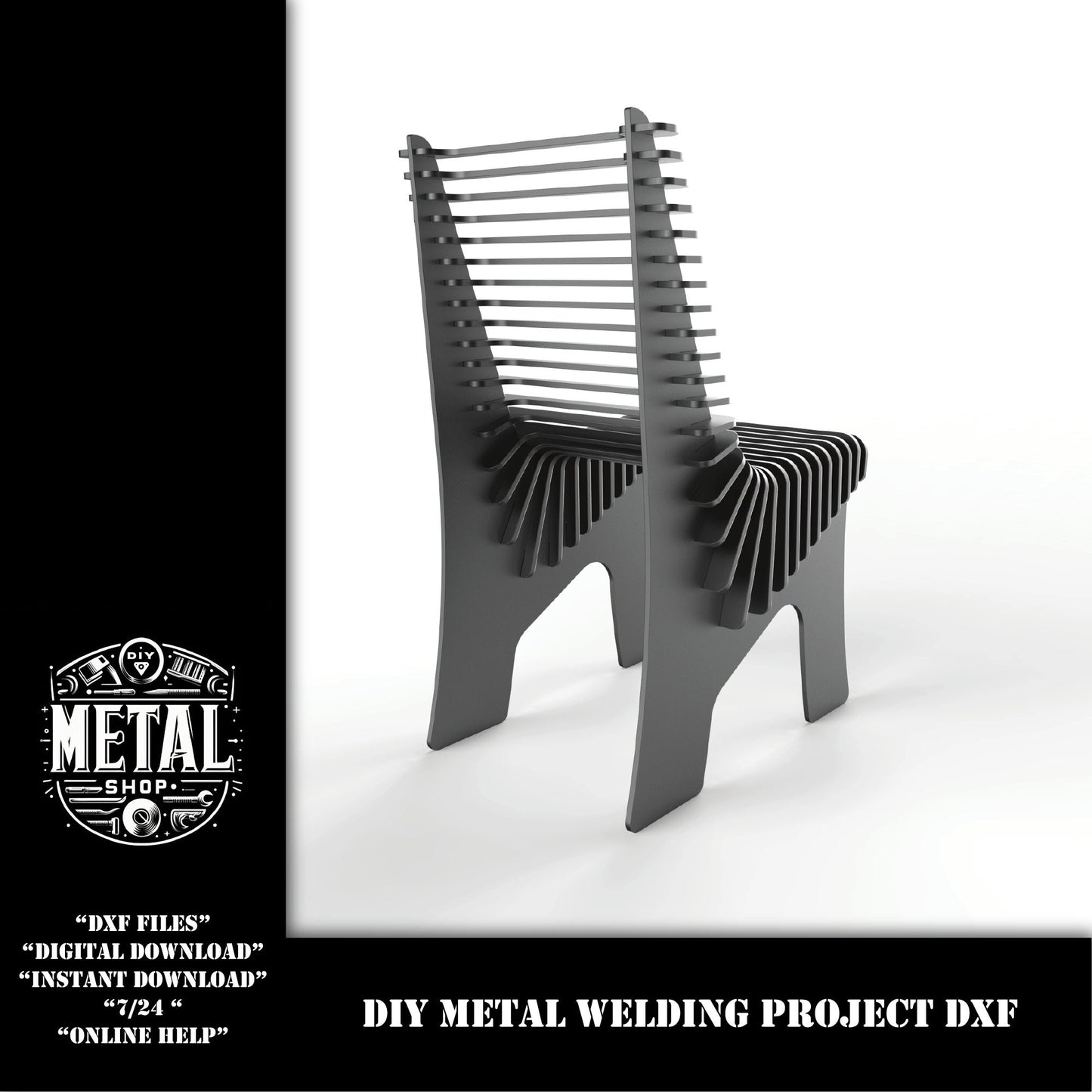 New DIY Metal Chair DXF welding kit cut files for plasma, cnc file download weld kit, metal laser file cut plans, metal chair cnc plasma cut