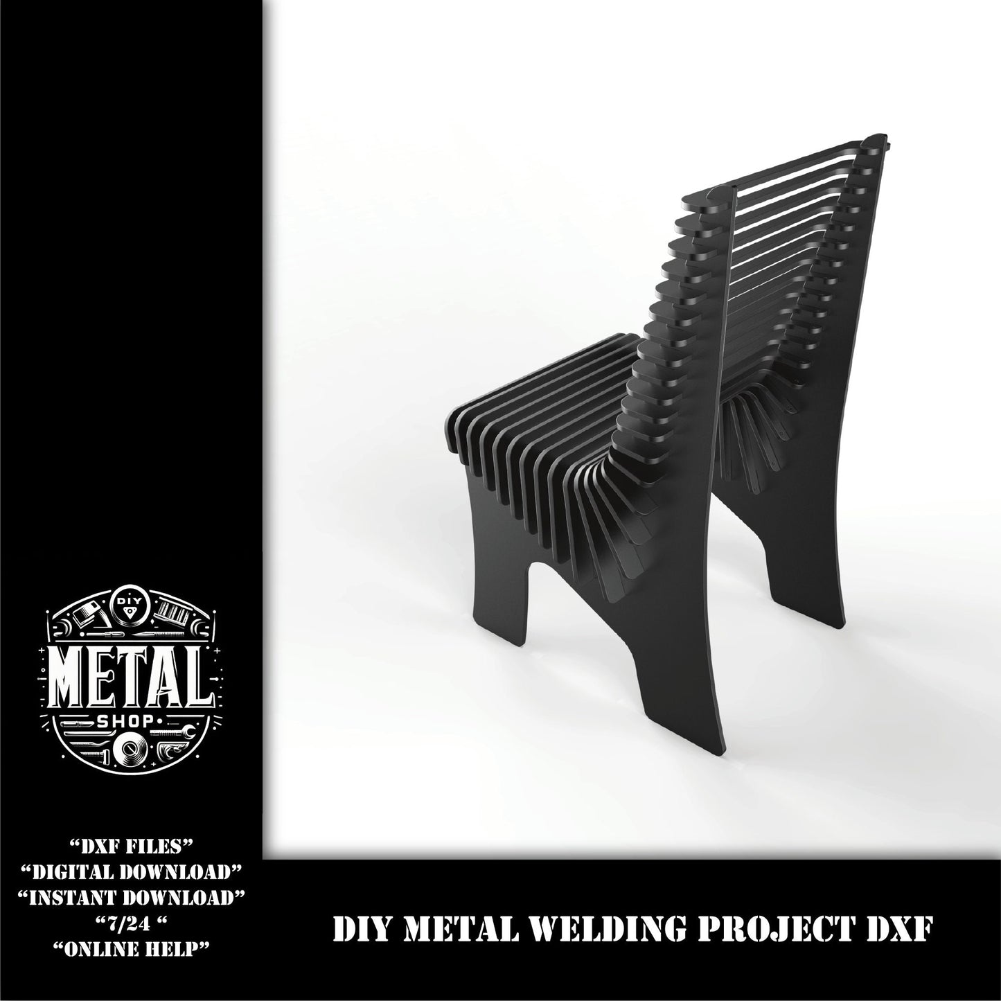 New DIY Metal Chair DXF welding kit cut files for plasma, cnc file download weld kit, metal laser file cut plans, metal chair cnc plasma cut