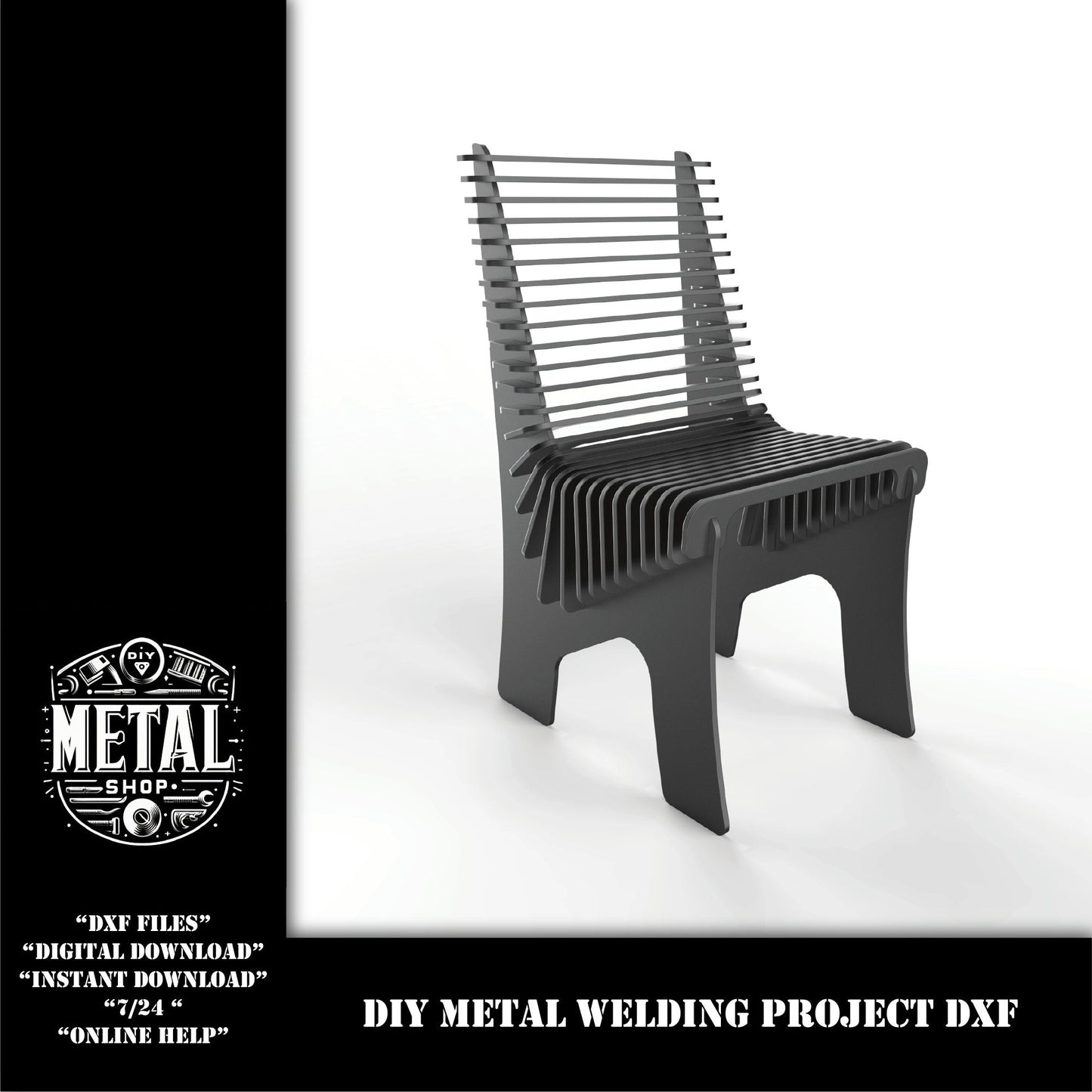New DIY Metal Chair DXF welding kit cut files for plasma, cnc file download weld kit, metal laser file cut plans, metal chair cnc plasma cut