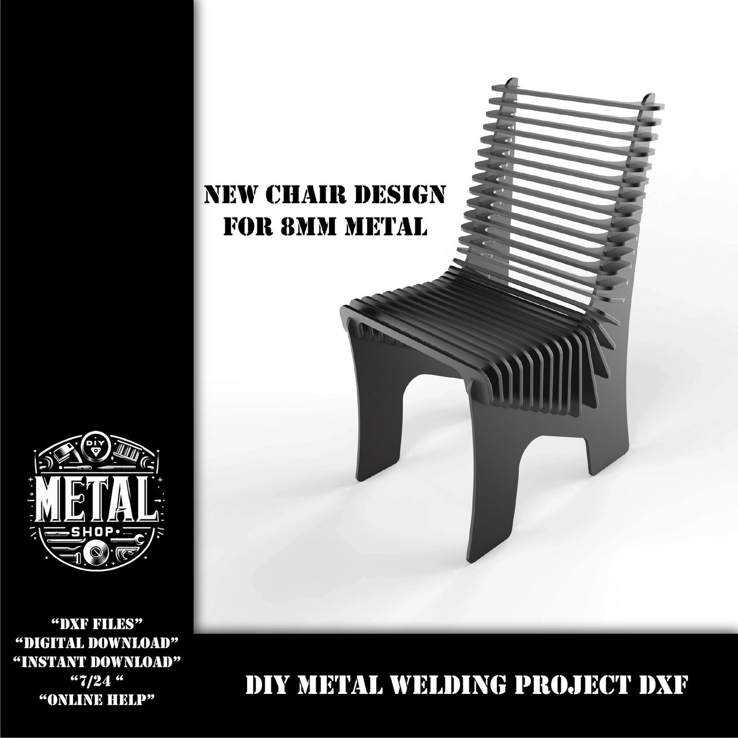 New DIY Metal Chair DXF welding kit cut files for plasma, cnc file download weld kit, metal laser file cut plans, metal chair cnc plasma cut