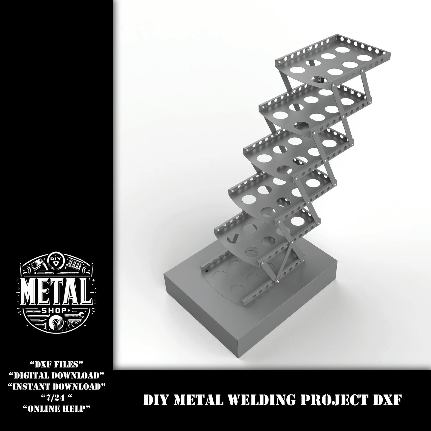 Foldable Multi Catalogue Stand Shelves Sheet Metal Dxf Files, A4 Multi Paper Tray Desktop Organizer DXF Files, dxf files for plasma laser