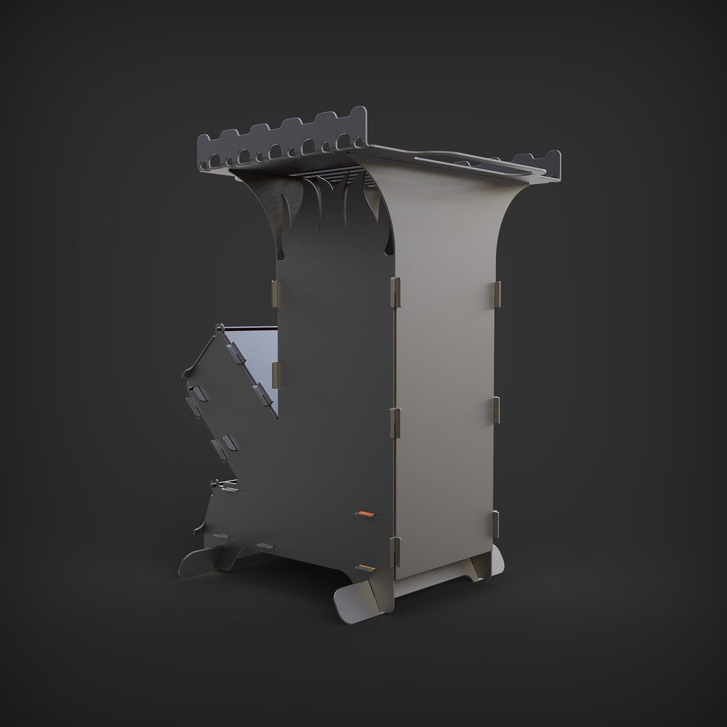 New Big Rocket Stove Grill with sish stand Dxf File for Plasma Lasercut, 3mm Portable Fire Wood Stove, Folding Backpack Camping Stove Burner
