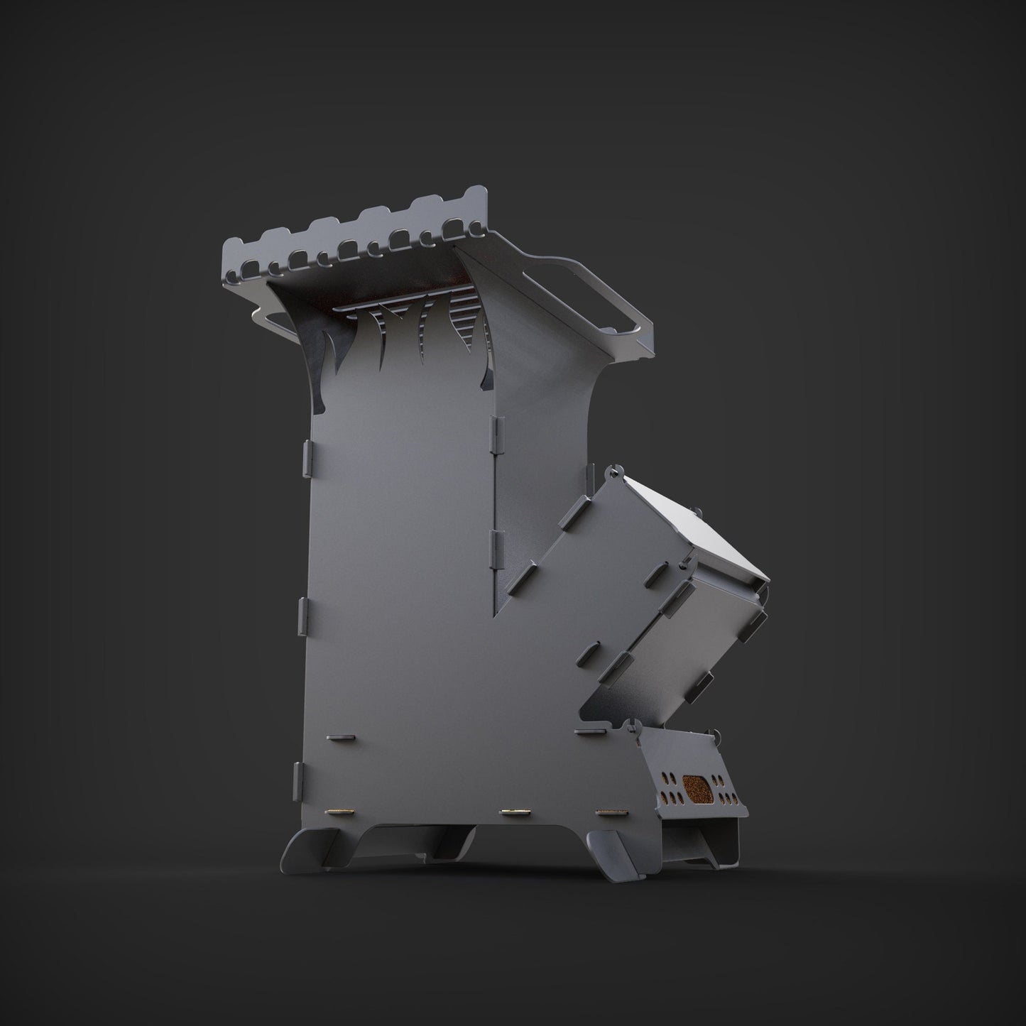 New Big Rocket Stove Grill with sish stand Dxf File for Plasma Lasercut, 3mm Portable Fire Wood Stove, Folding Backpack Camping Stove Burner