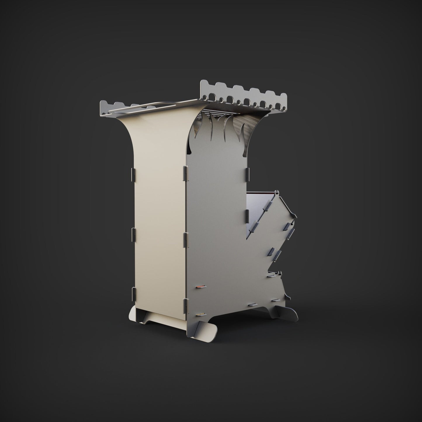 New Big Rocket Stove Grill with sish stand Dxf File for Plasma Lasercut, 3mm Portable Fire Wood Stove, Folding Backpack Camping Stove Burner