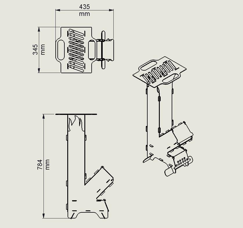 Long Type Rocket Stove Grill Dxf File for Plasma Lasercut, Portable Fire Wood Stove, Folding Backpack Camping Stove Burner, Fire Stove Dxf