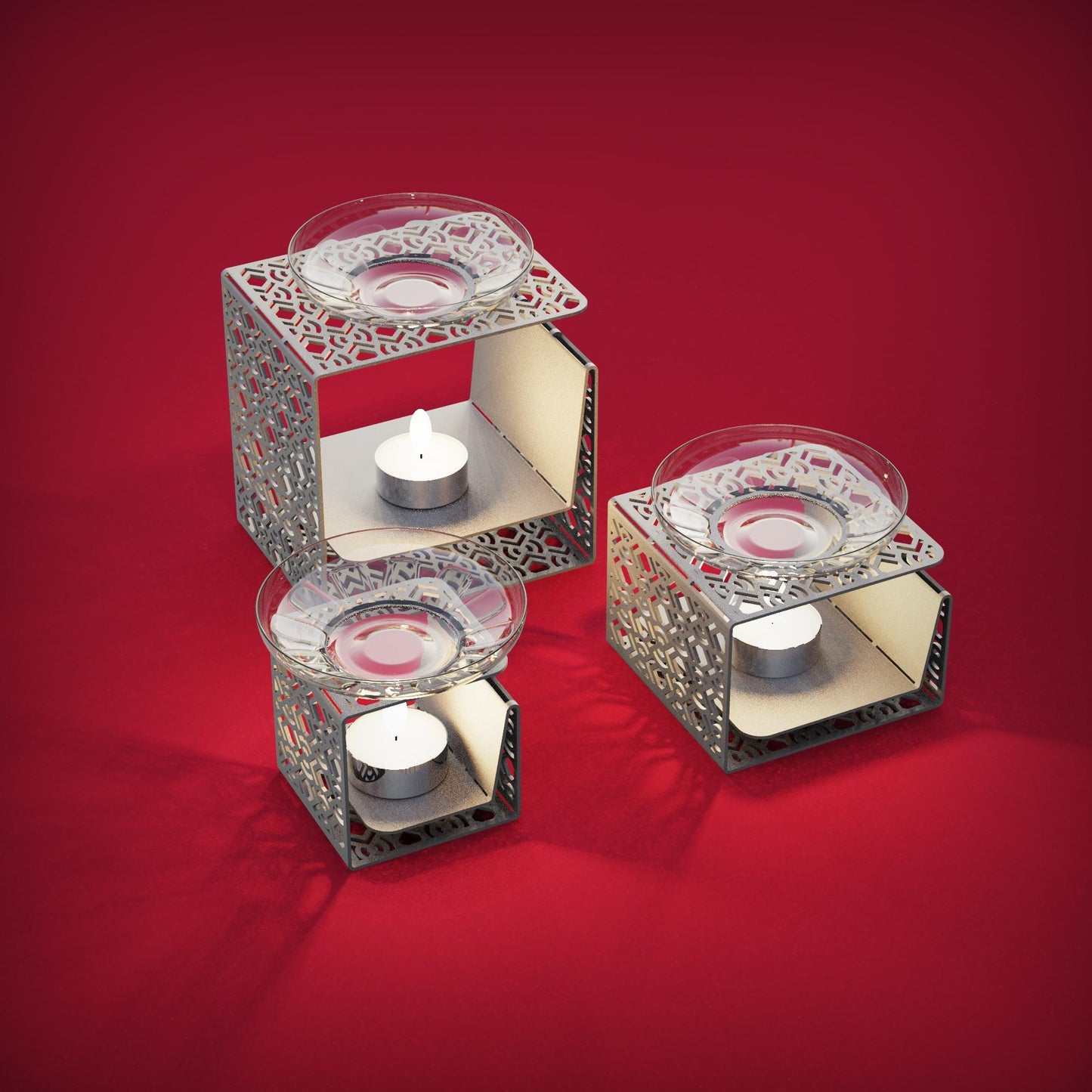 Unique Sheet Metal Dxf Tealight Holder Bundles V3, simple tealight candle stands for lasercut, cnc, 1mm / 2mm / 3mm thickness