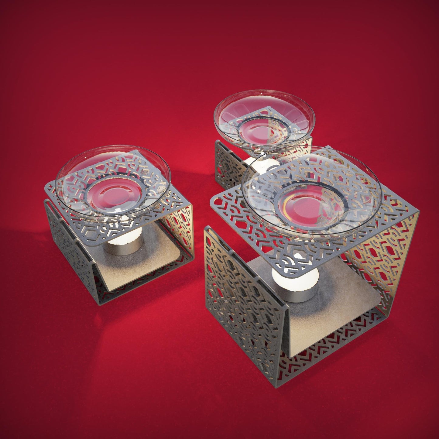 Unique Sheet Metal Dxf Tealight Holder Bundles V3, simple tealight candle stands for lasercut, cnc, 1mm / 2mm / 3mm thickness