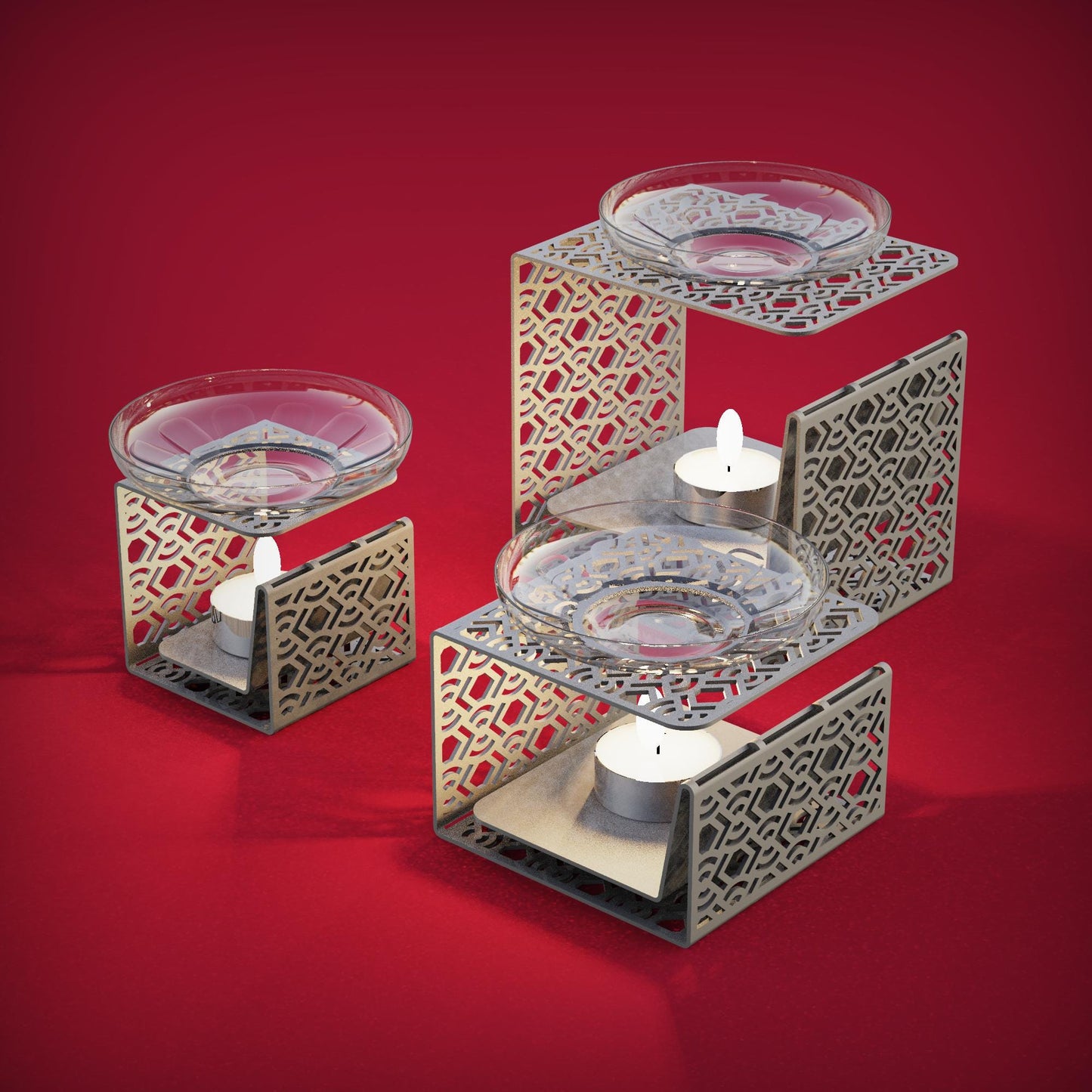 Unique Sheet Metal Dxf Tealight Holder Bundles V3, simple tealight candle stands for lasercut, cnc, 1mm / 2mm / 3mm thickness