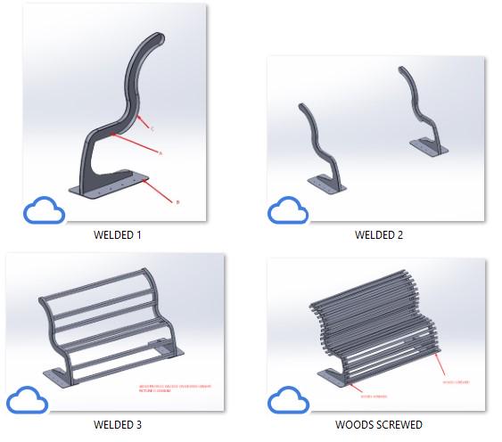 DIY Metal Bench V4 Welding Project Plans Dxf files, diy weld kit, welding project templates, metal diy project